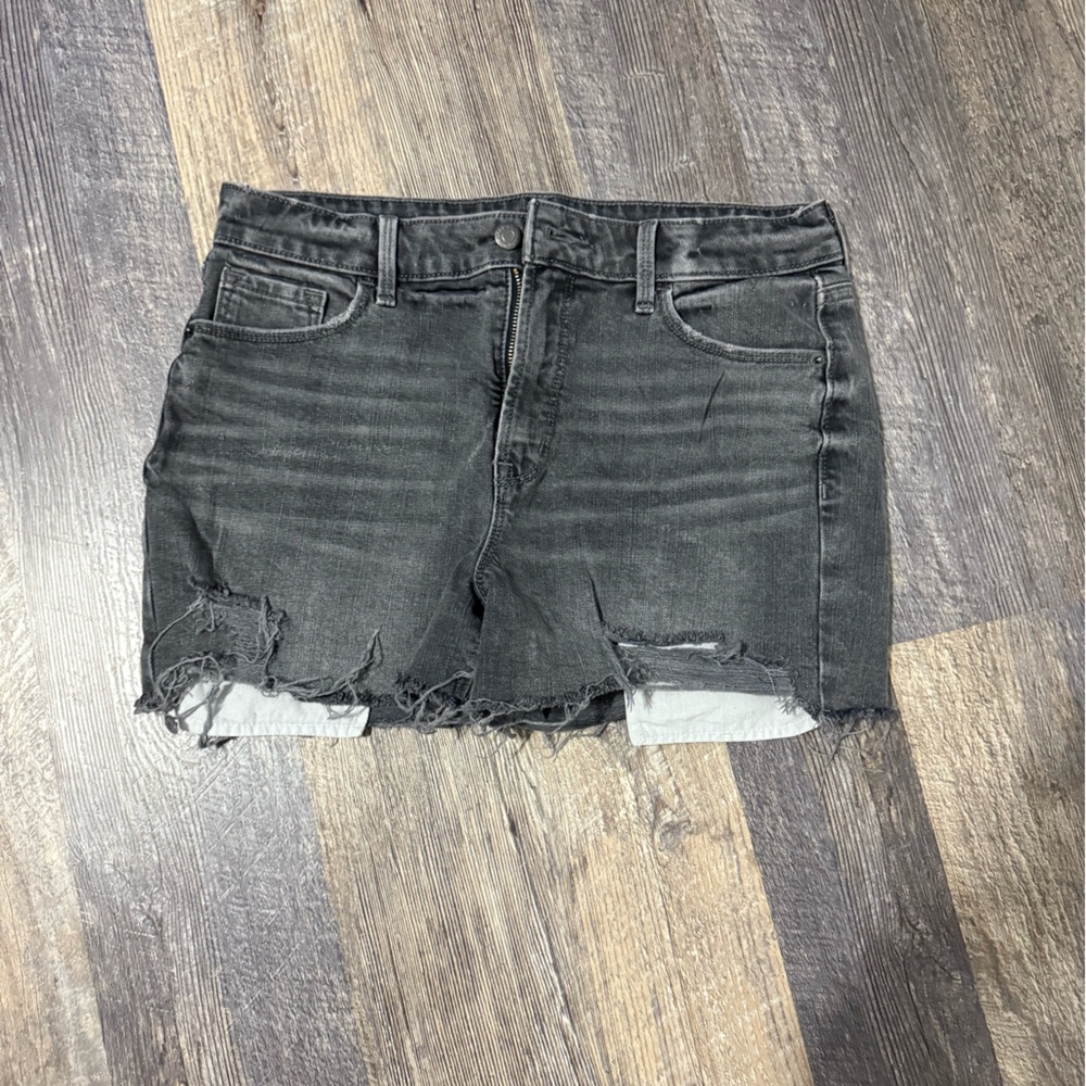Old Navy Black Jean Shorts Distressed Cut-Off